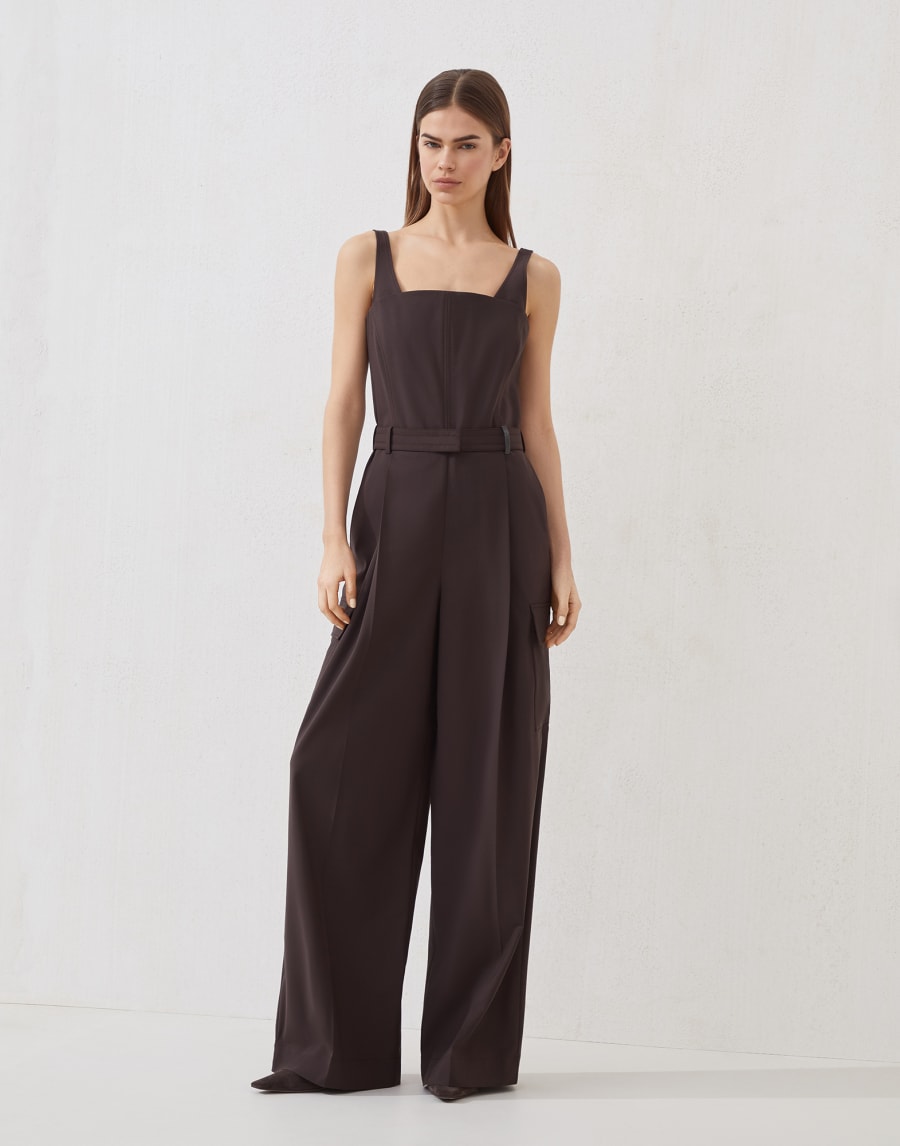 Tropical Luxury wool jumpsuit Cocoa Woman - Brunello Cucinelli