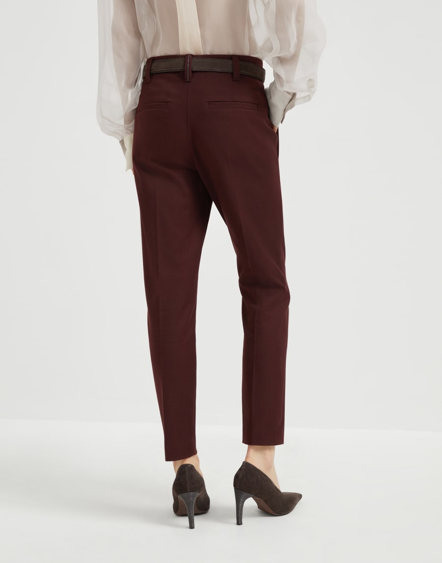 Cigarette trousers with monili Burgundy Woman - Brunello Cucinelli