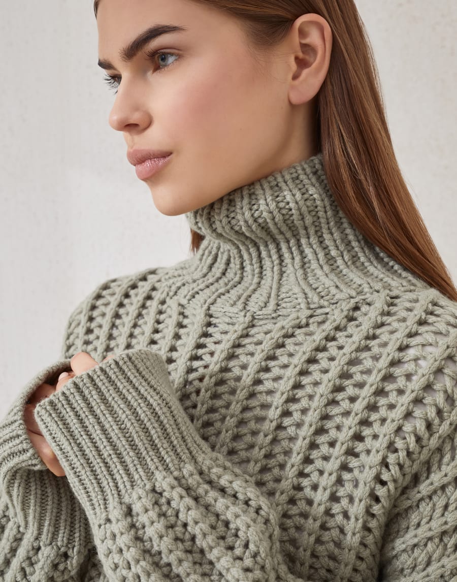 Cashmere Feather yarn sweater Green Woman - Brunello Cucinelli