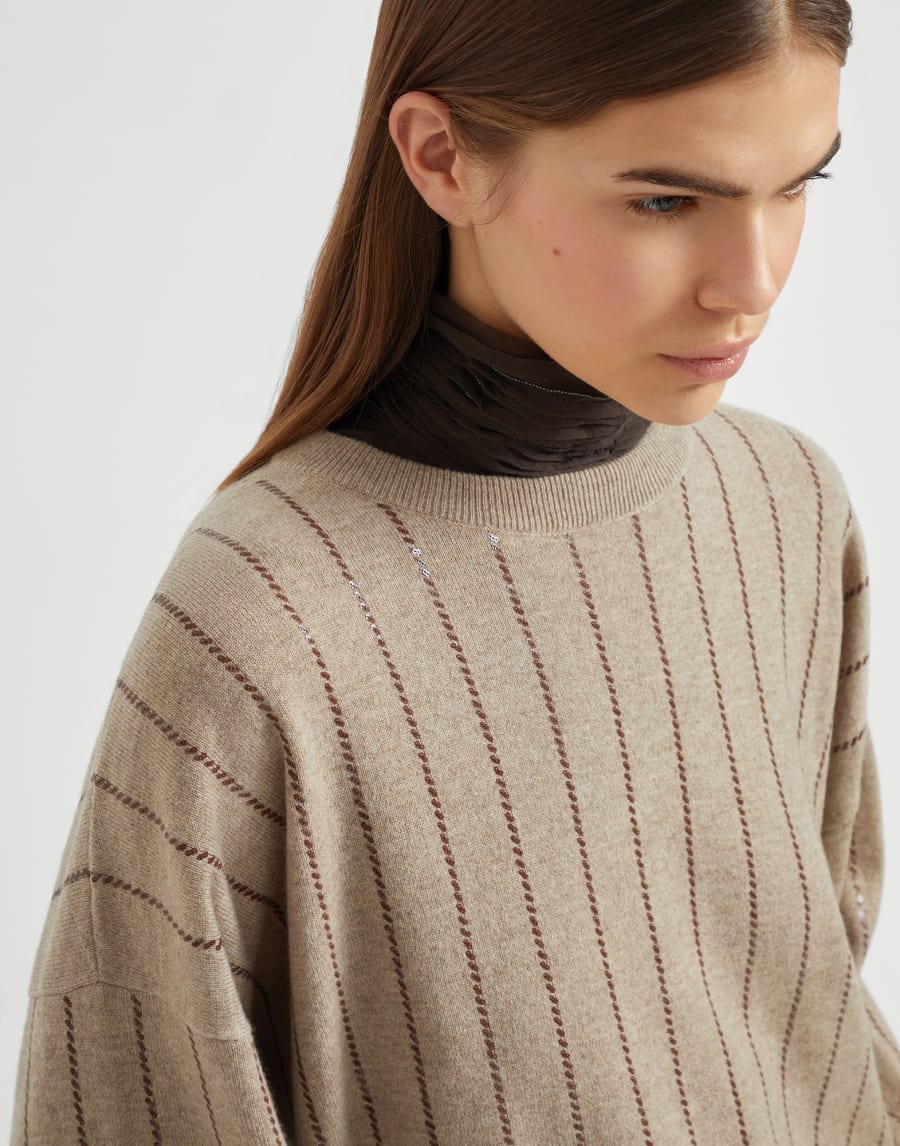 Dazzling Stripe sweater Cocoa Woman - Brunello Cucinelli