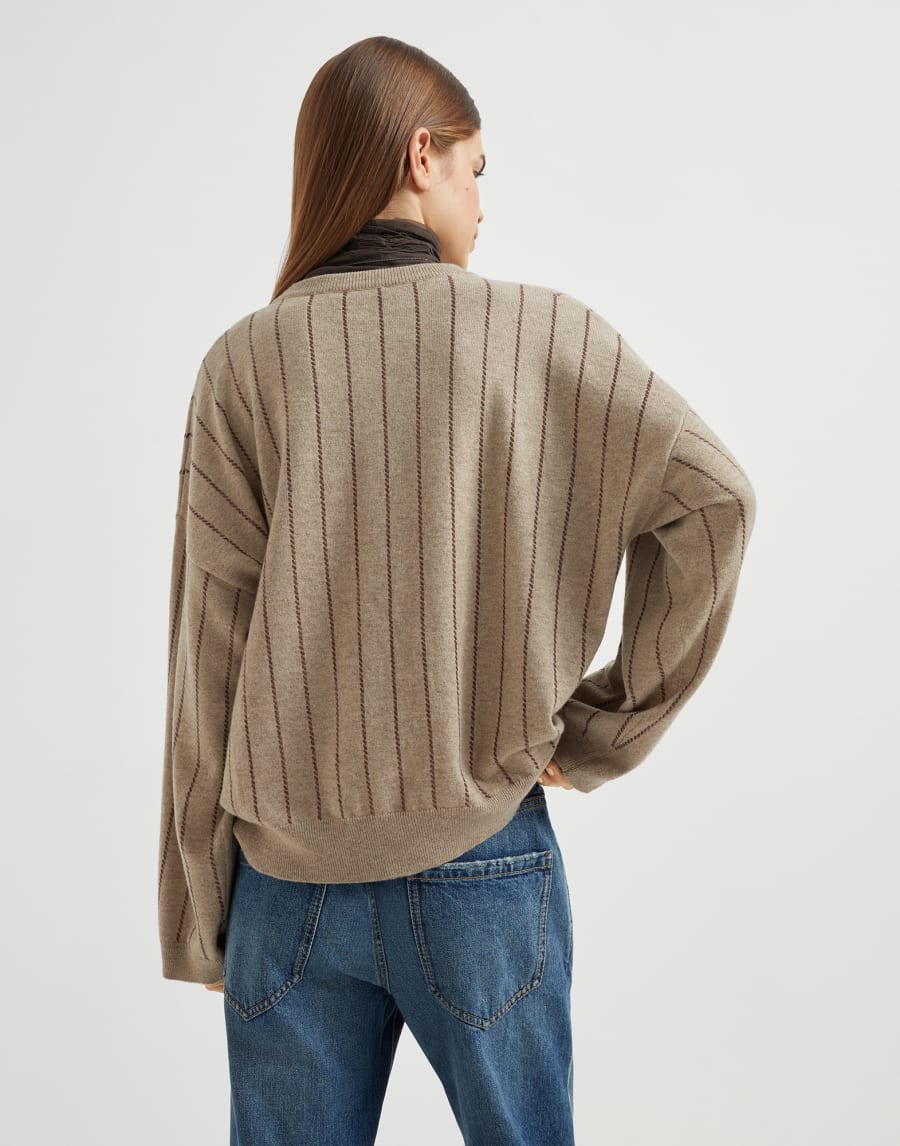 Dazzling Stripe sweater Cocoa Woman - Brunello Cucinelli