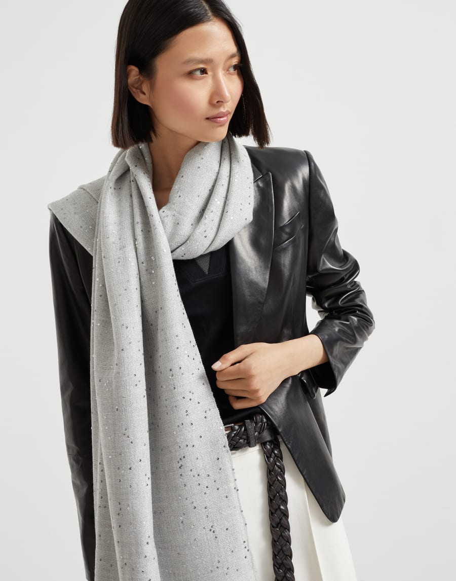 カシミヤ＆ダイヤモンドシルク ストール ライトグレー レディース - Brunello Cucinelli