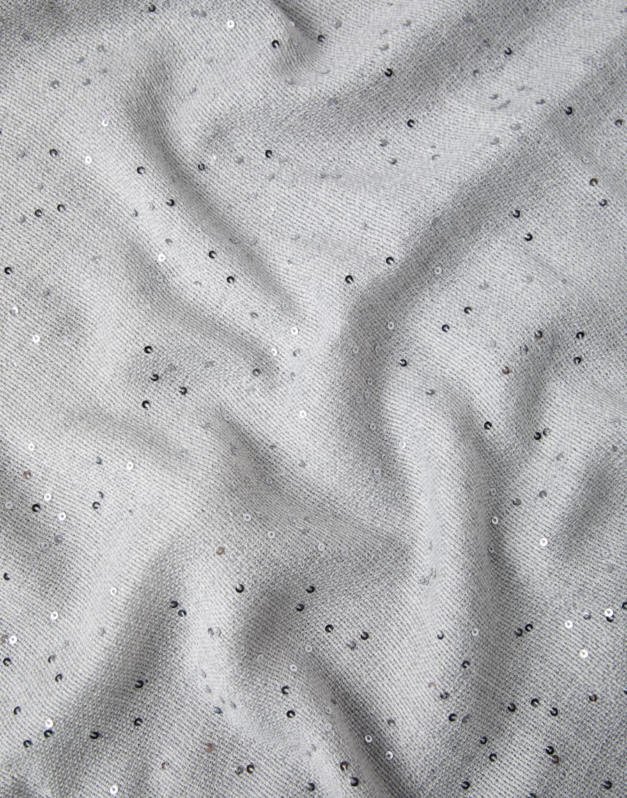 Cashmere and silk Diamond yarn scarf Light Grey Woman - Brunello Cucinelli