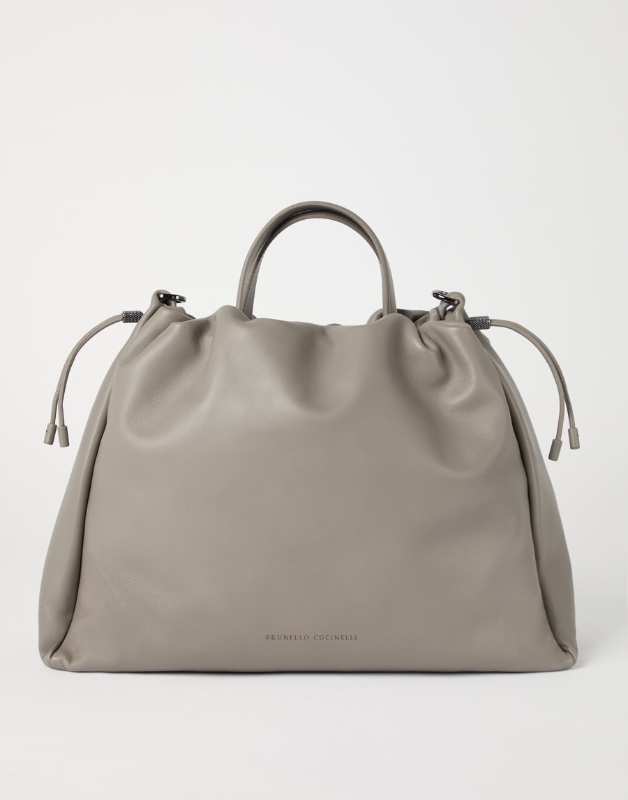 Большая сумка-шоппер Mellow из кожи Soft Светло-Серый Женщина - Brunello Cucinelli