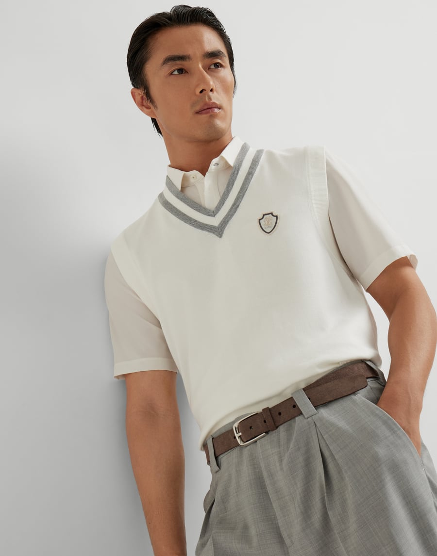 Gilet in cotone Panama Uomo - Brunello Cucinelli