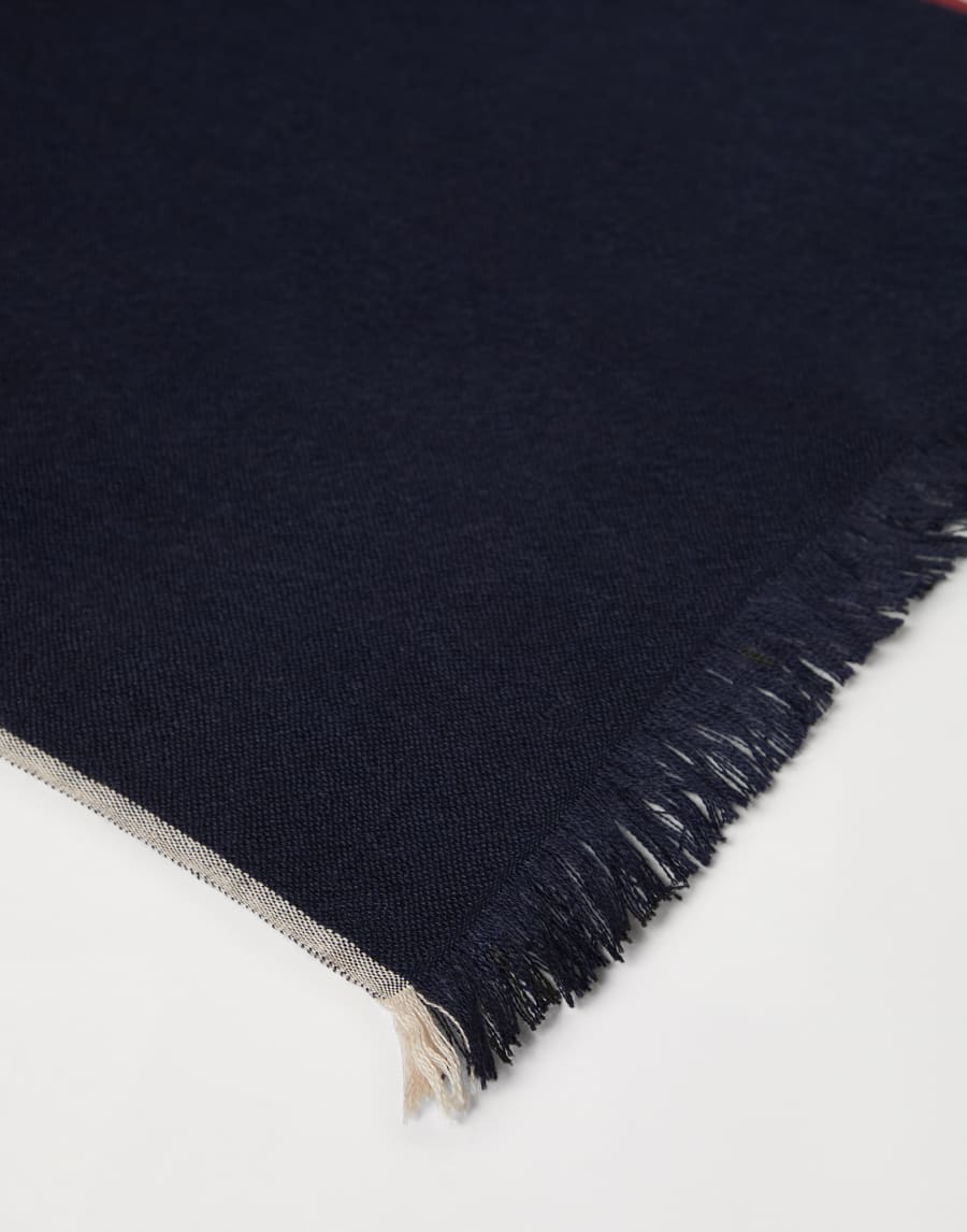 Scarf with selvedge Navy Blue Man - Brunello Cucinelli