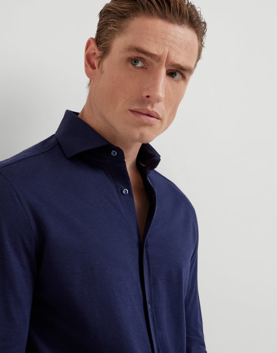 ベーシックフィットシャツ ネイビーブルー メンズ - Brunello Cucinelli