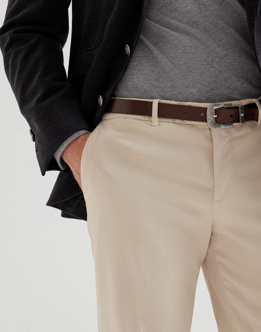 Gabardine garment dyed trousers Beige Man - Brunello Cucinelli