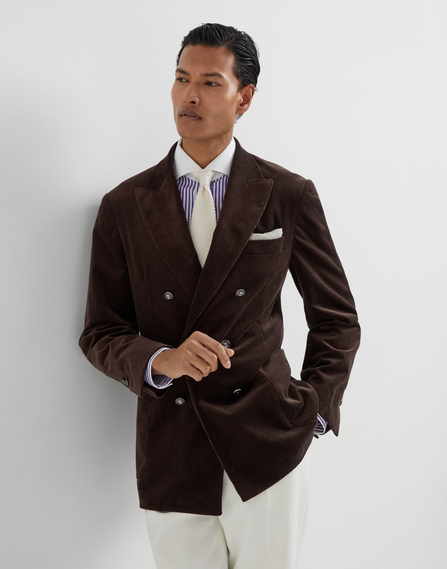 Shirt with white collar Purple Man - Brunello Cucinelli