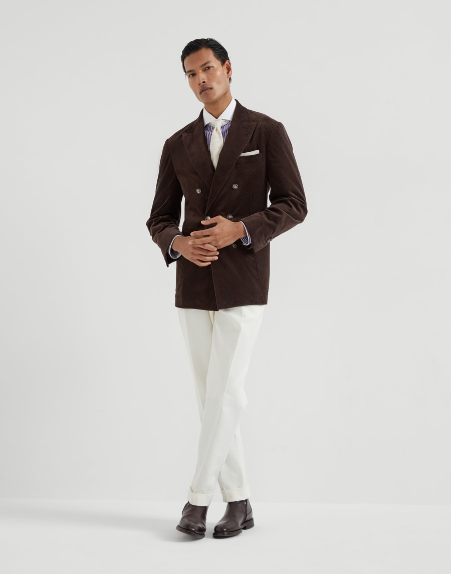 Shirt with white collar Purple Man - Brunello Cucinelli