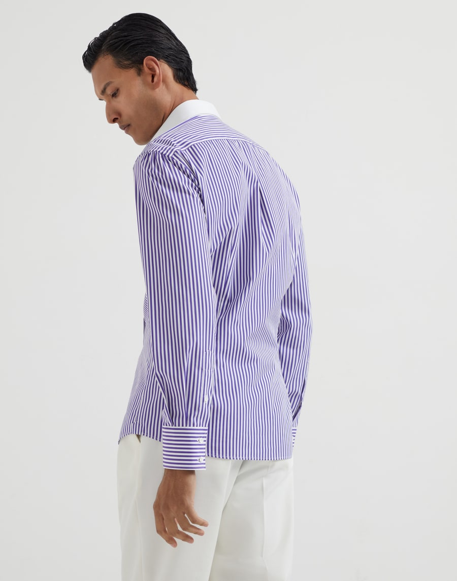 Shirt with white collar Purple Man - Brunello Cucinelli