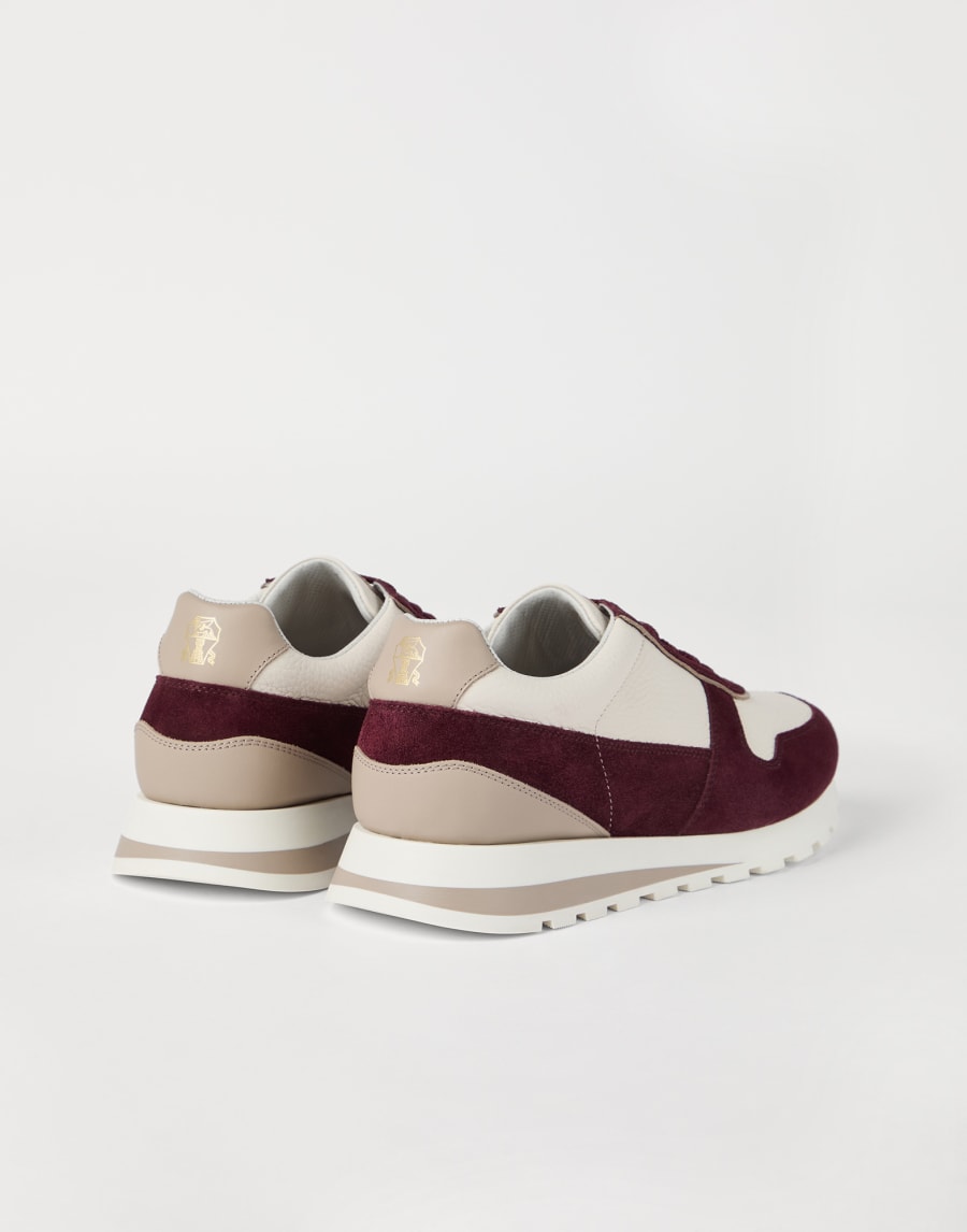Calfskin and suede runners Burgundy Man - Brunello Cucinelli