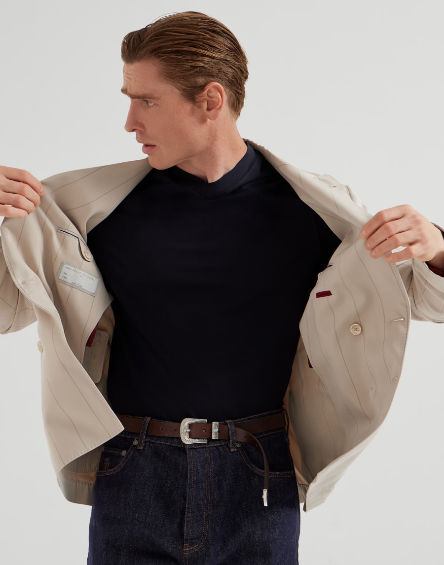 Jersey T-shirt Navy Blue Man - Brunello Cucinelli