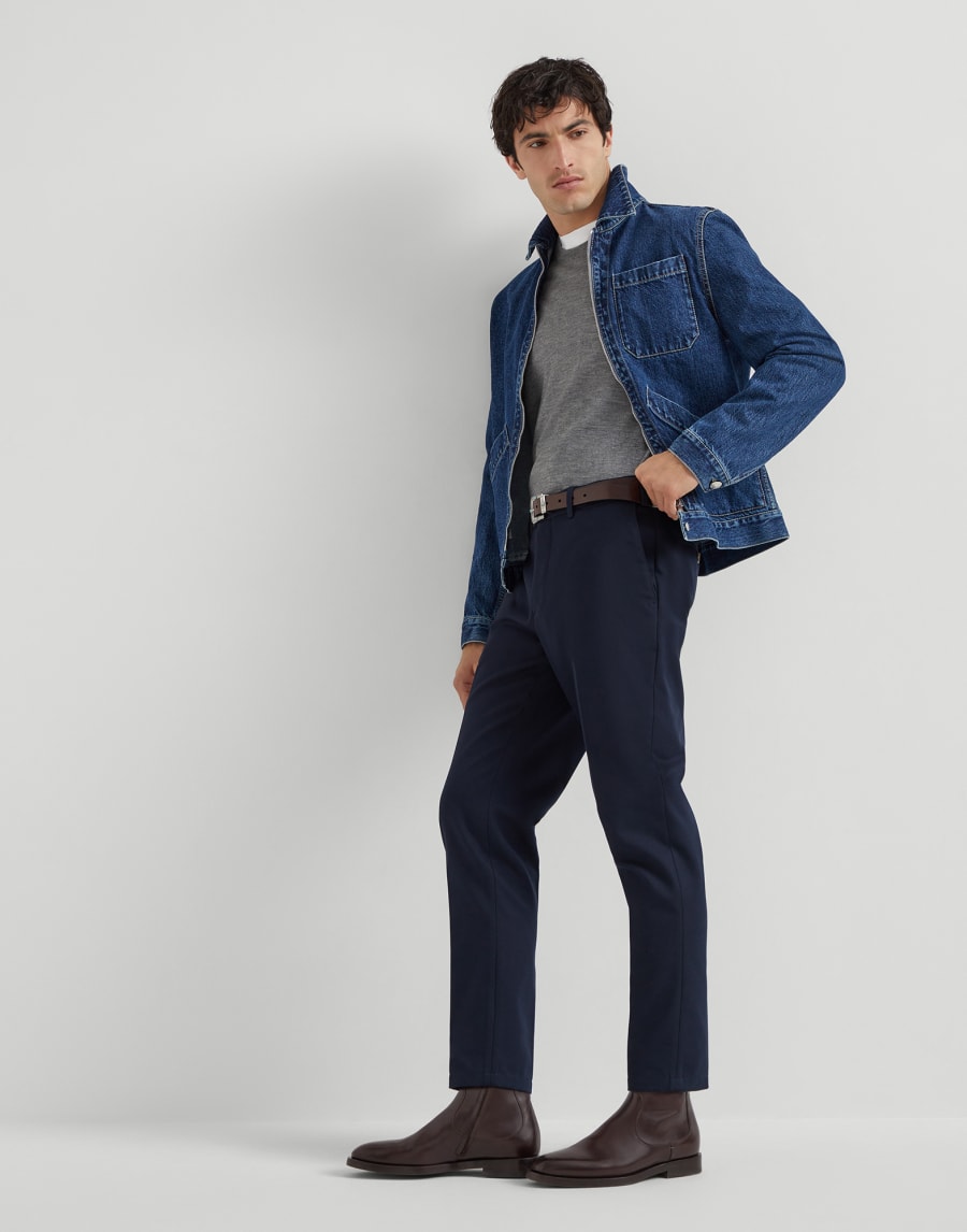 Gabardine trousers Avio Blue Man - Brunello Cucinelli
