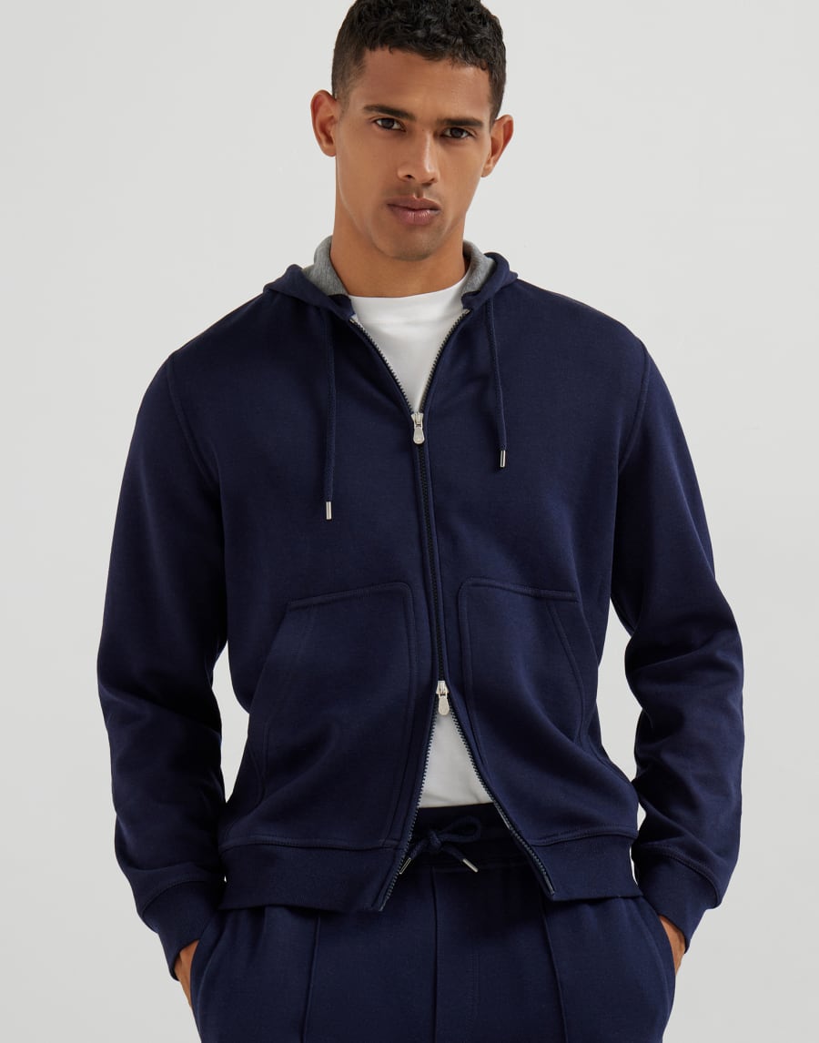 Double cloth sweatshirt Cobalt Man - Brunello Cucinelli
