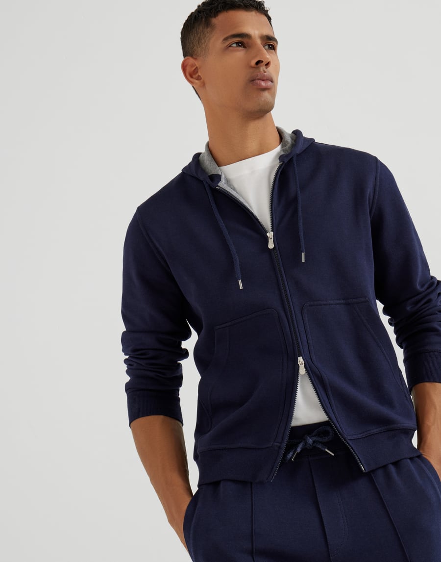 Double cloth sweatshirt Cobalt Man - Brunello Cucinelli