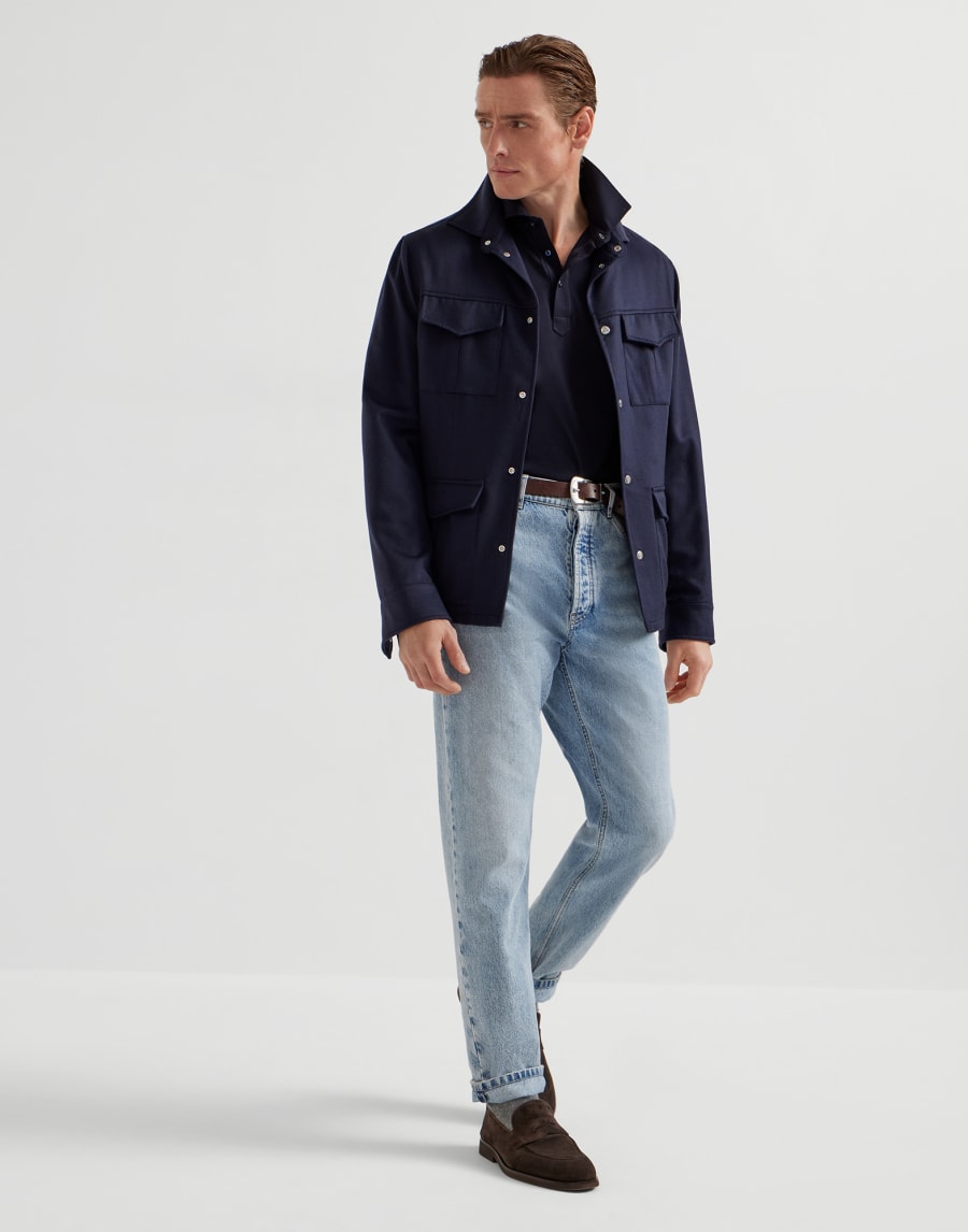 シャツカラー付き ポロシャツ ネイビーブルー メンズ - Brunello Cucinelli