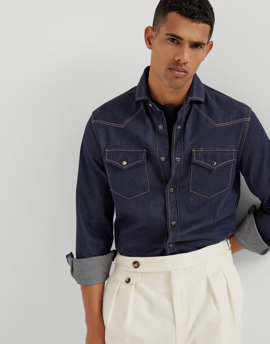 Jersey T-shirt Blue Man - Brunello Cucinelli