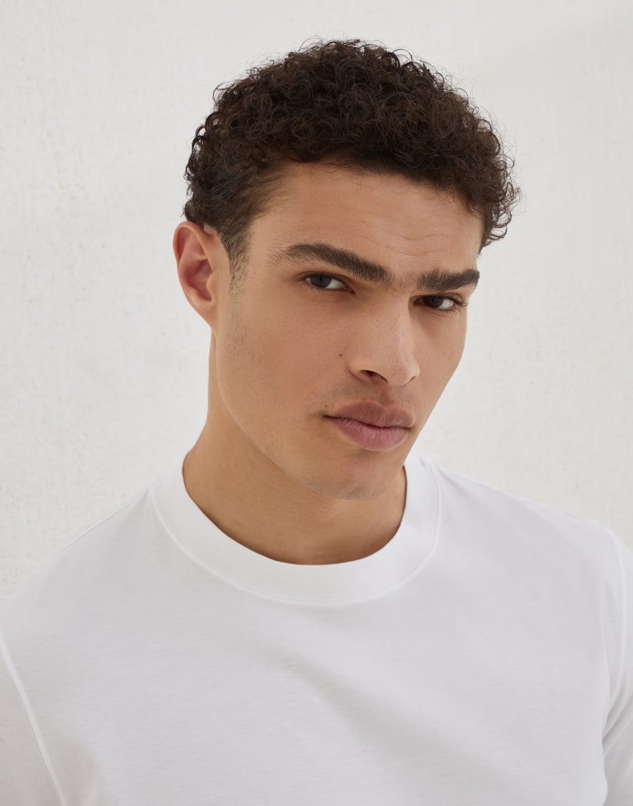 ジャージー Tシャツ ホワイト メンズ - Brunello Cucinelli