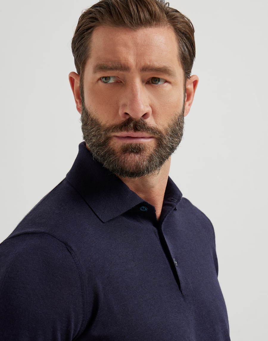 Polo in maglia leggera Blu Navy Uomo - Brunello Cucinelli