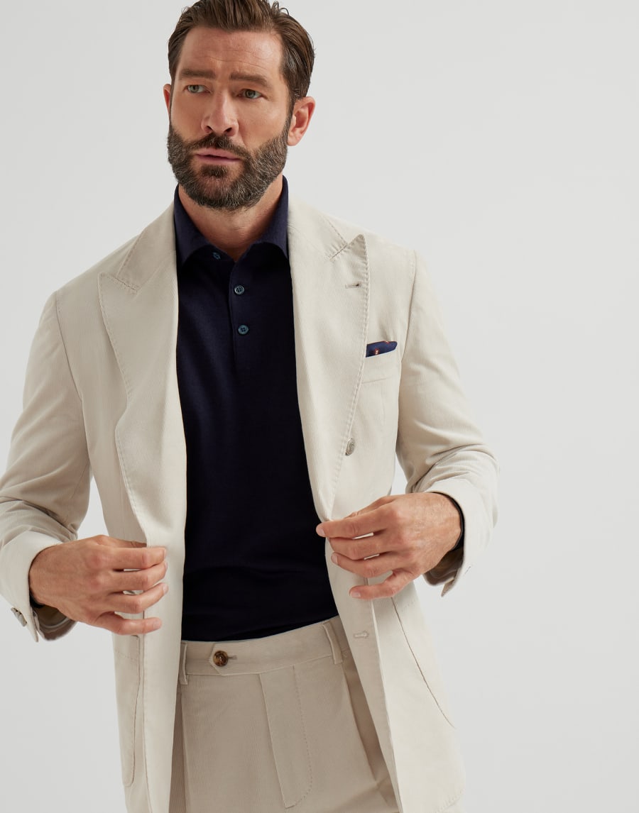 Lightweight knit Polo Navy Blue Man - Brunello Cucinelli