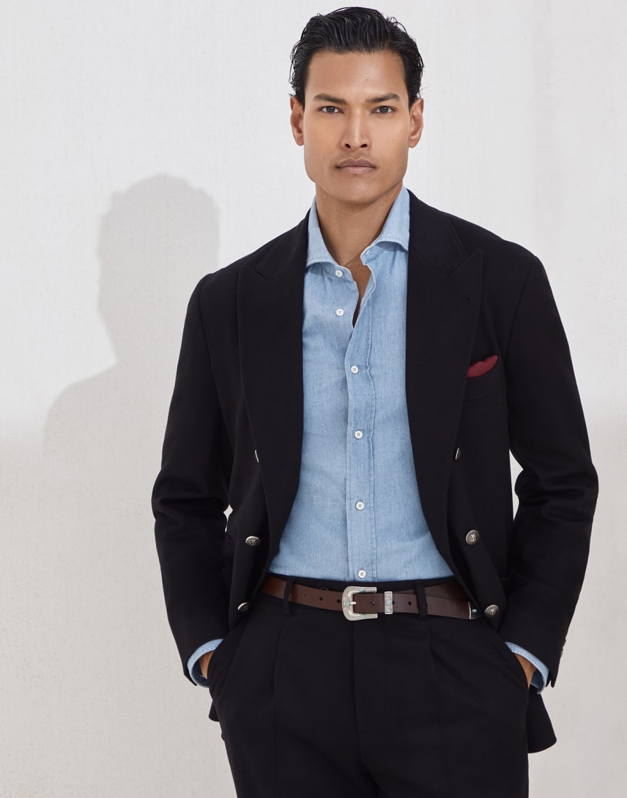 Chambray shirt Medium Denim Man - Brunello Cucinelli