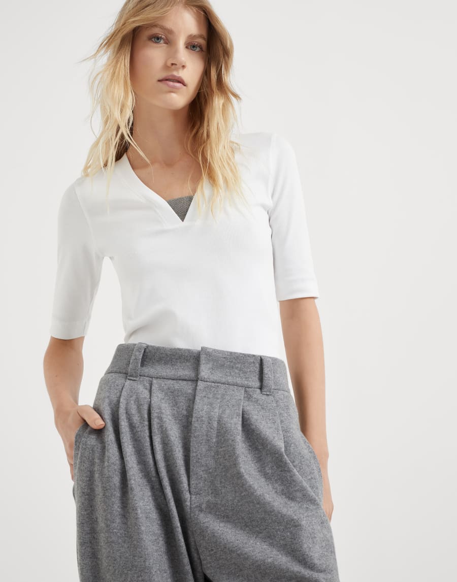 Cashmere jersey trousers Grey Woman - Brunello Cucinelli