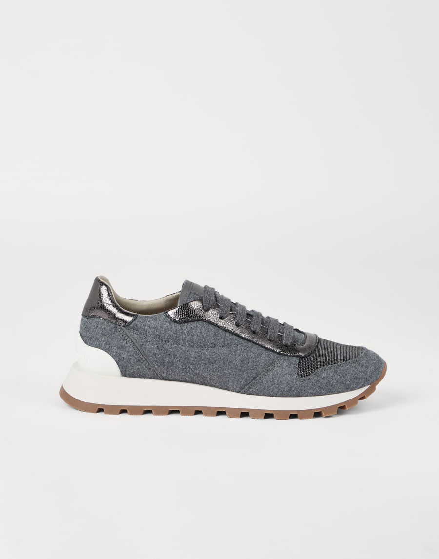 Flannel runners with monili Lead Woman - Brunello Cucinelli