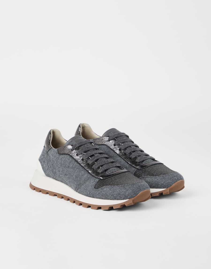 Flannel runners with monili Lead Woman - Brunello Cucinelli