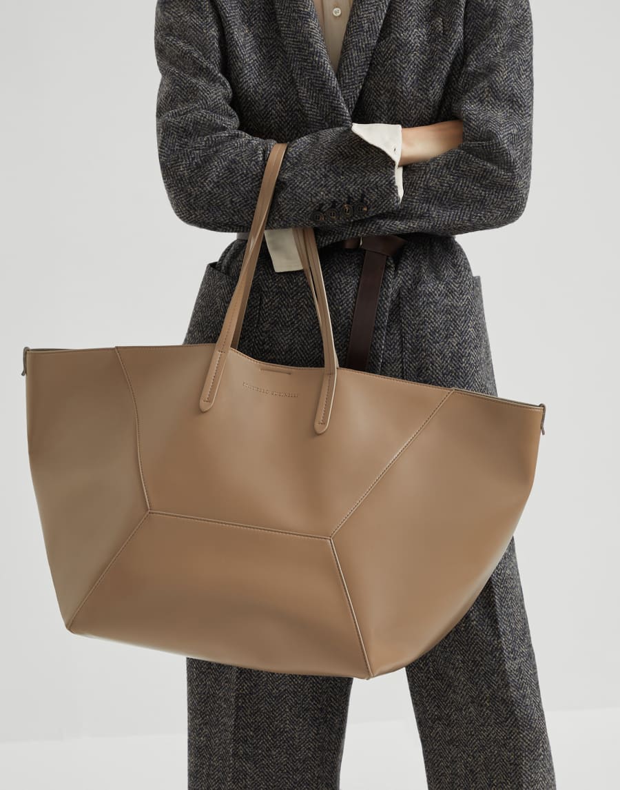 Большая сумка BC Duo из телячьей кожи Ореховый Женщина - Brunello Cucinelli