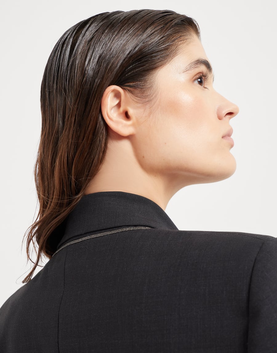 Blazer with monili Lignite Grey Woman - Brunello Cucinelli