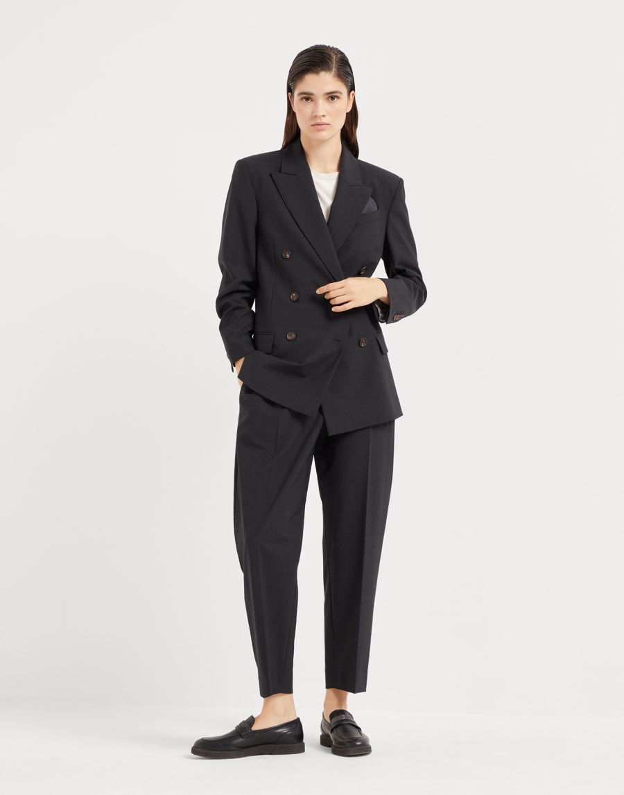 Blazer with monili Lignite Grey Woman - Brunello Cucinelli