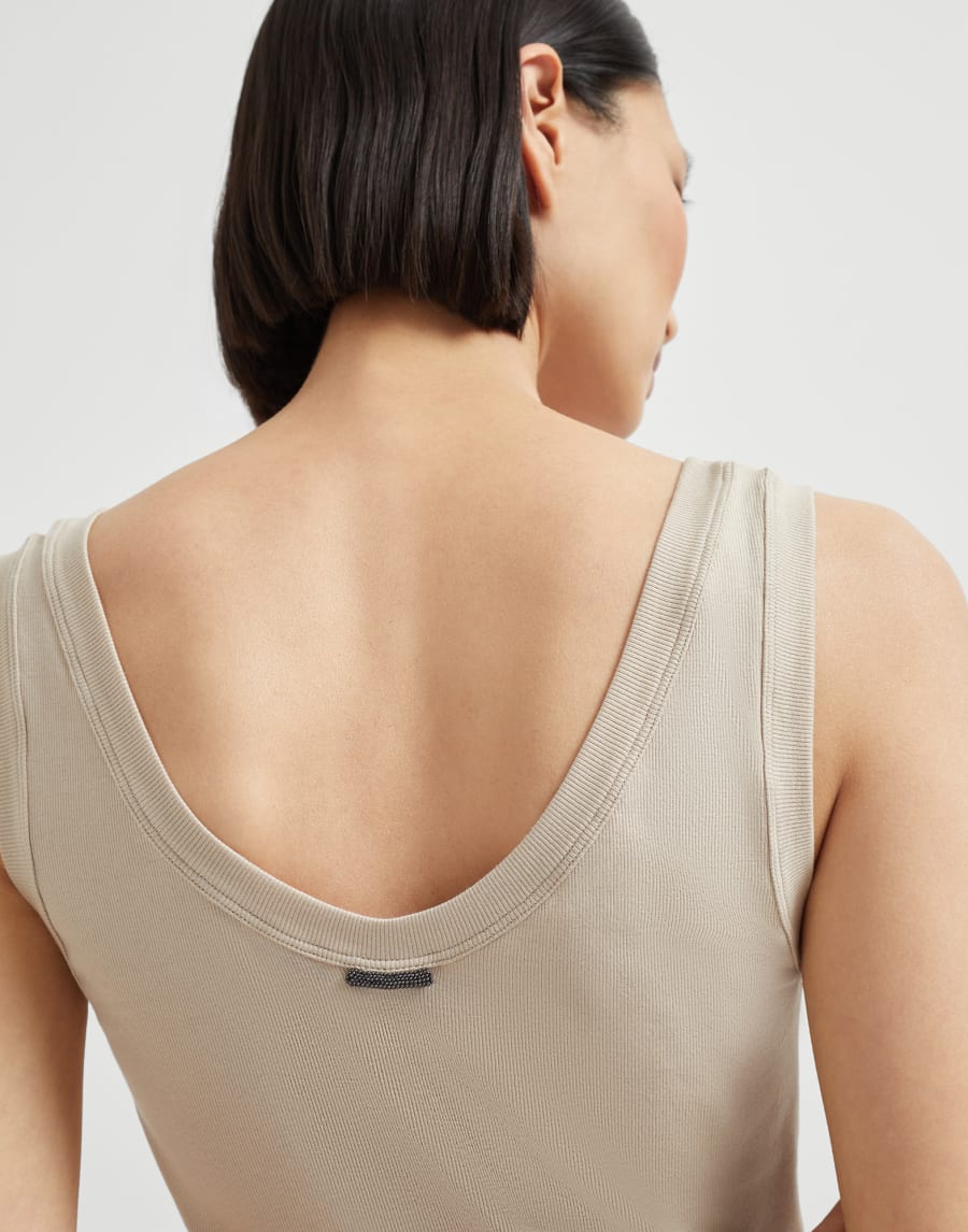 罗纹针织料无袖上衣 冷米色 女款 - Brunello Cucinelli