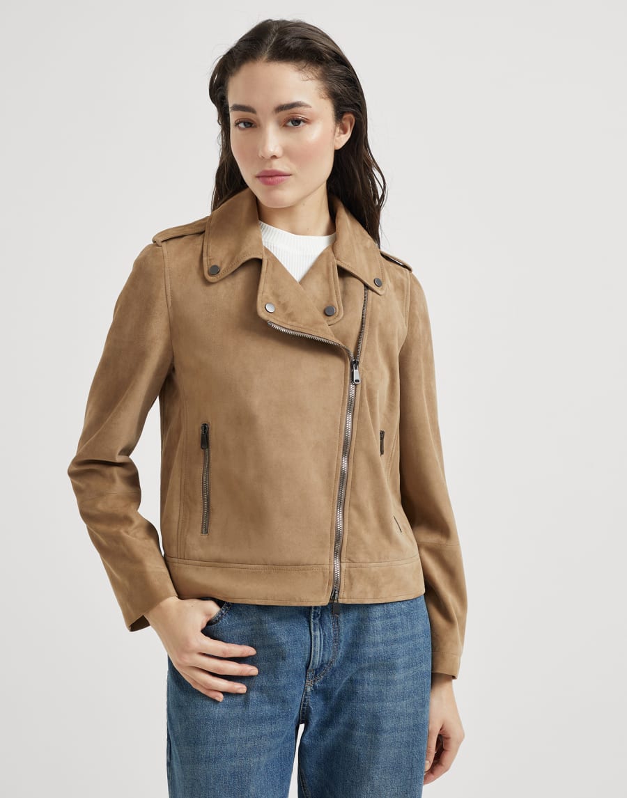 Biker in camoscio Nocciola Donna - Brunello Cucinelli