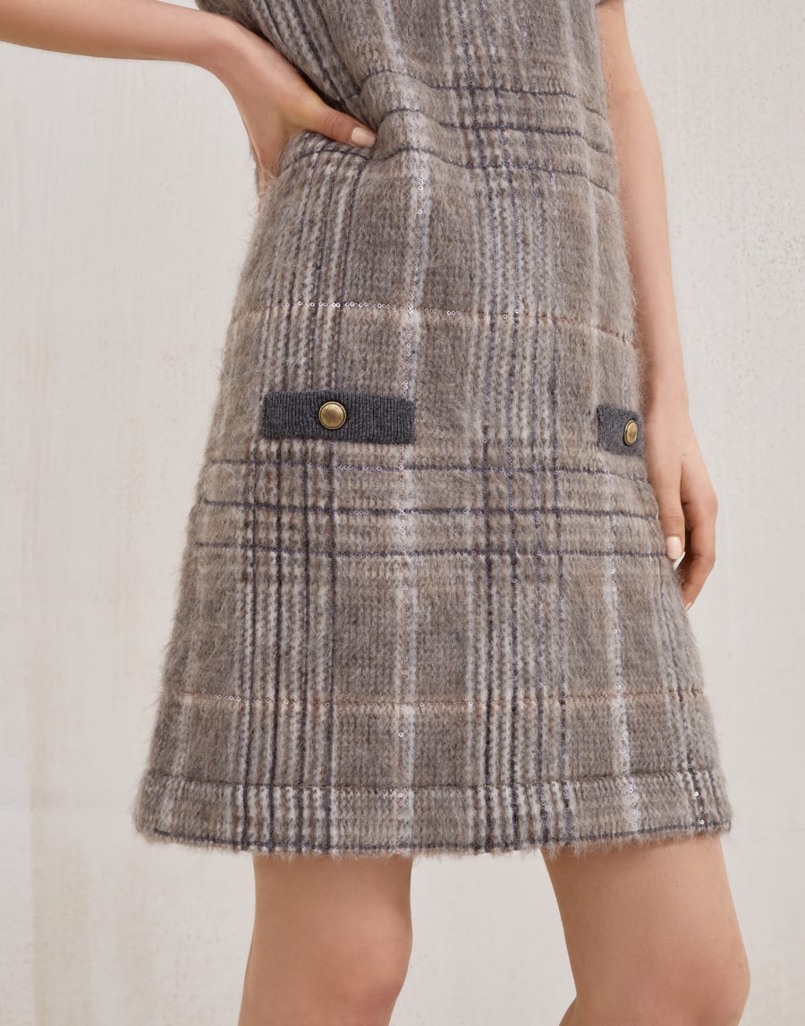 Jacquard dress with dazzling check Multicoloured Woman - Brunello Cucinelli