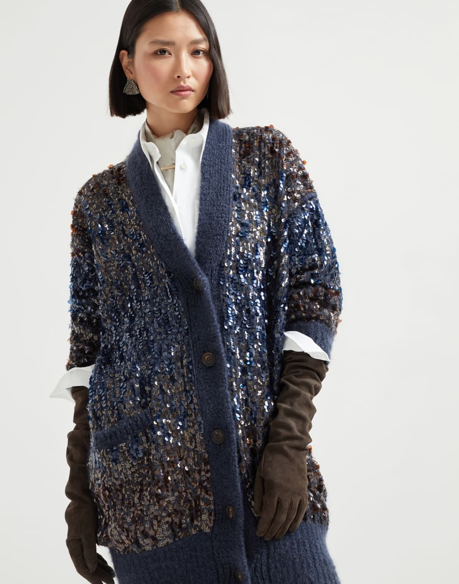 闪耀渐变色刺绣开衫 海军蓝 女款 - Brunello Cucinelli