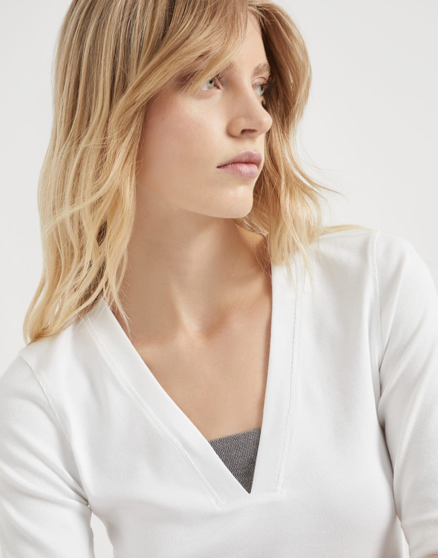 Ribbed jersey T-shirt White Woman - Brunello Cucinelli
