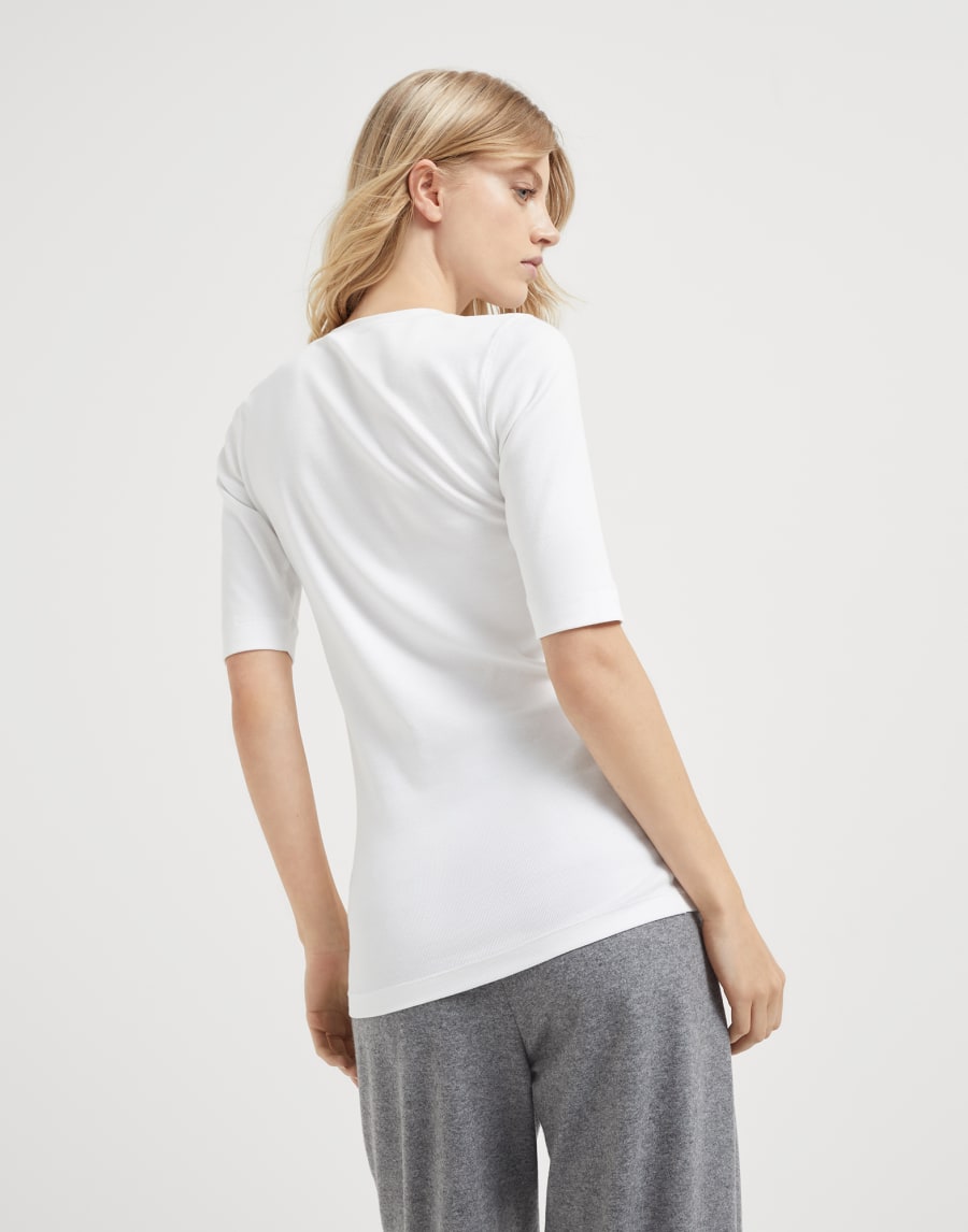 Ribbed jersey T-shirt White Woman - Brunello Cucinelli