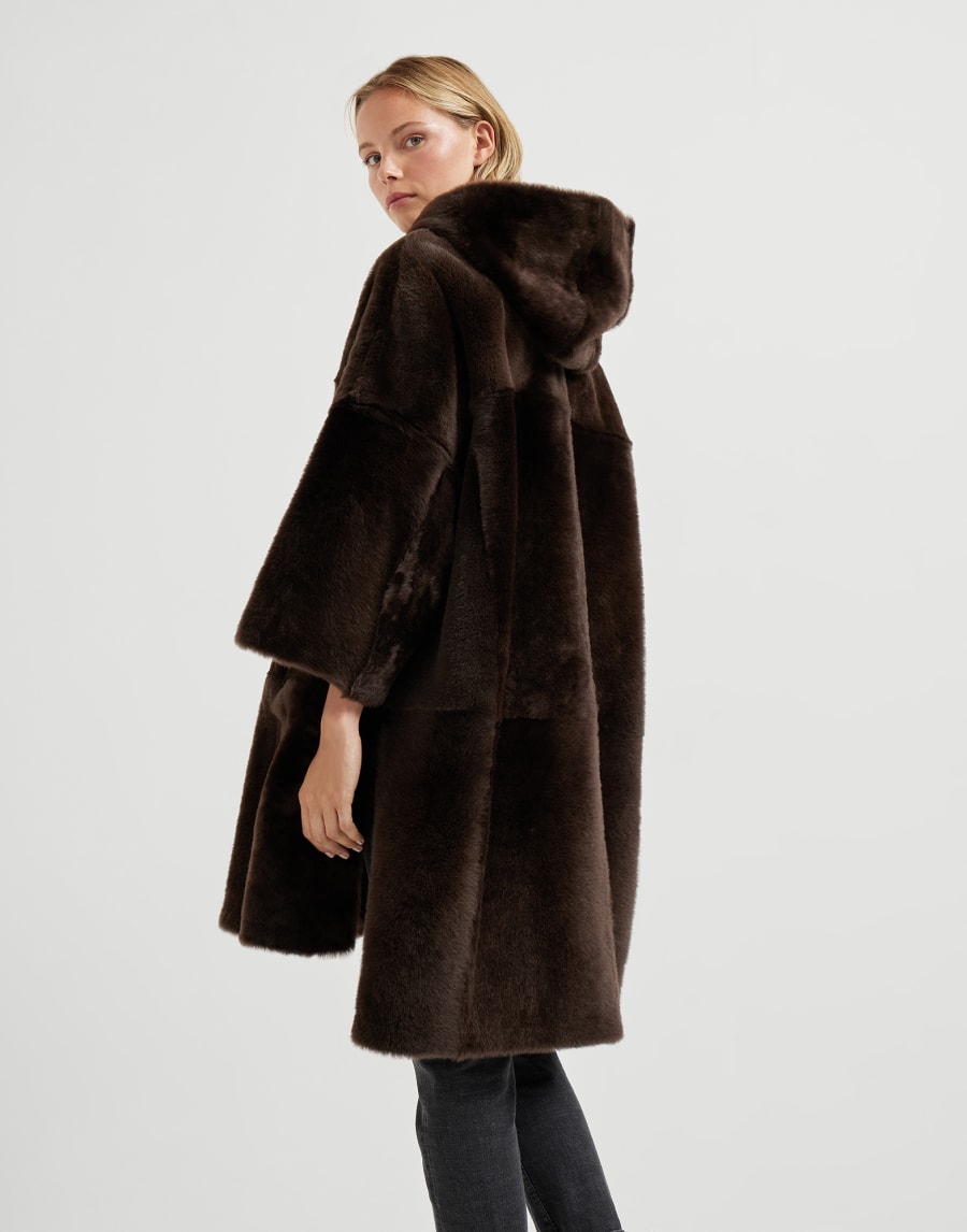 Shearling reversible coat Rust Brown Woman - Brunello Cucinelli