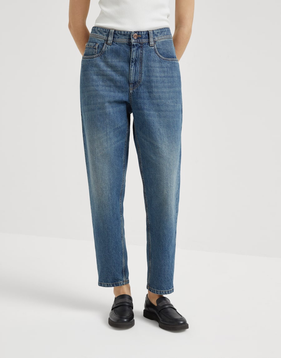 Брюки Baggy Tapered Деним Женщина - Brunello Cucinelli