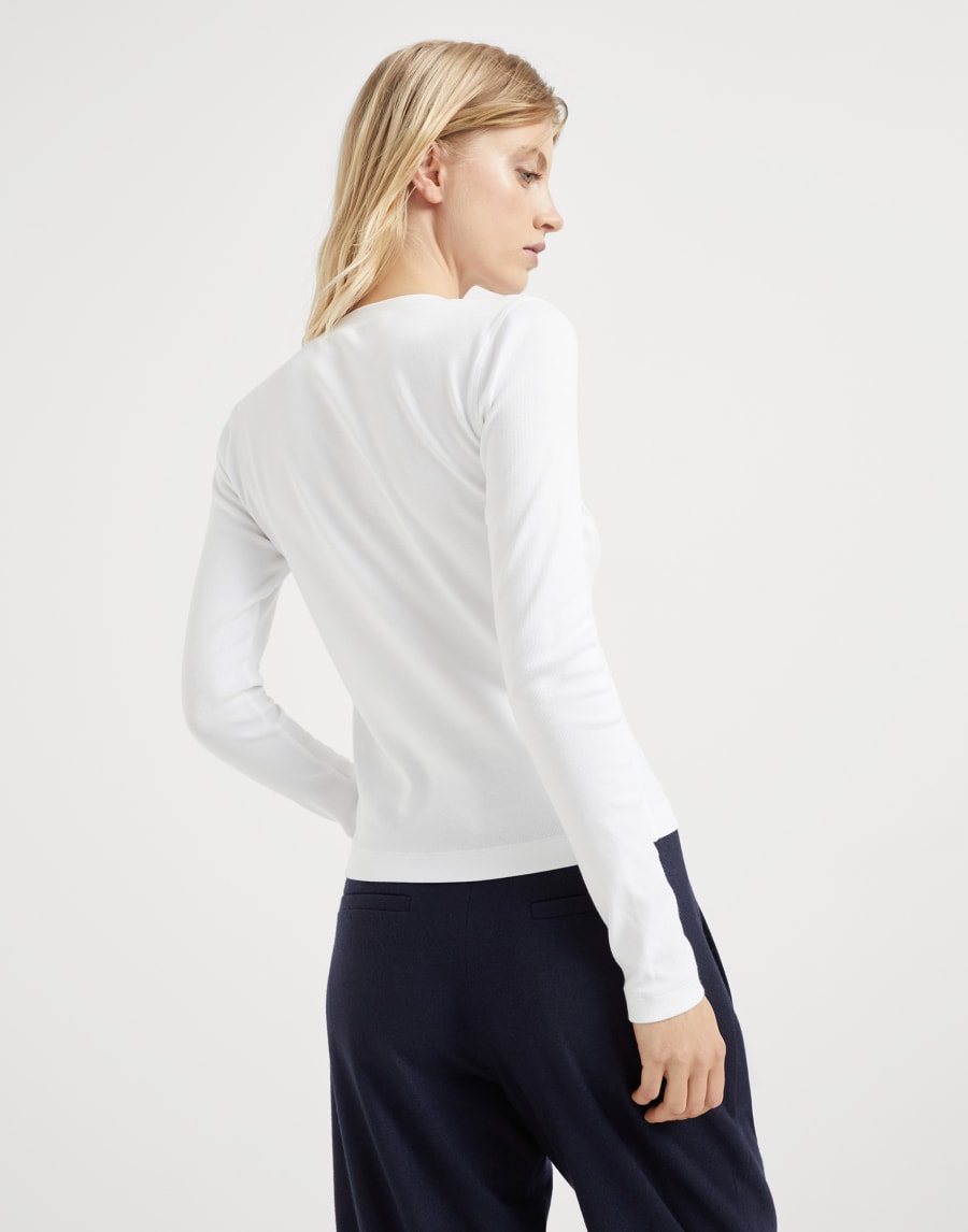 罗纹针织料T恤衫 白色 女款 - Brunello Cucinelli