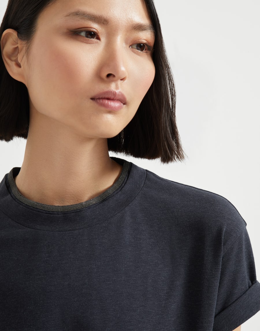 Футболка с эффектом наложения слоев Антрацит Женщина - Brunello Cucinelli