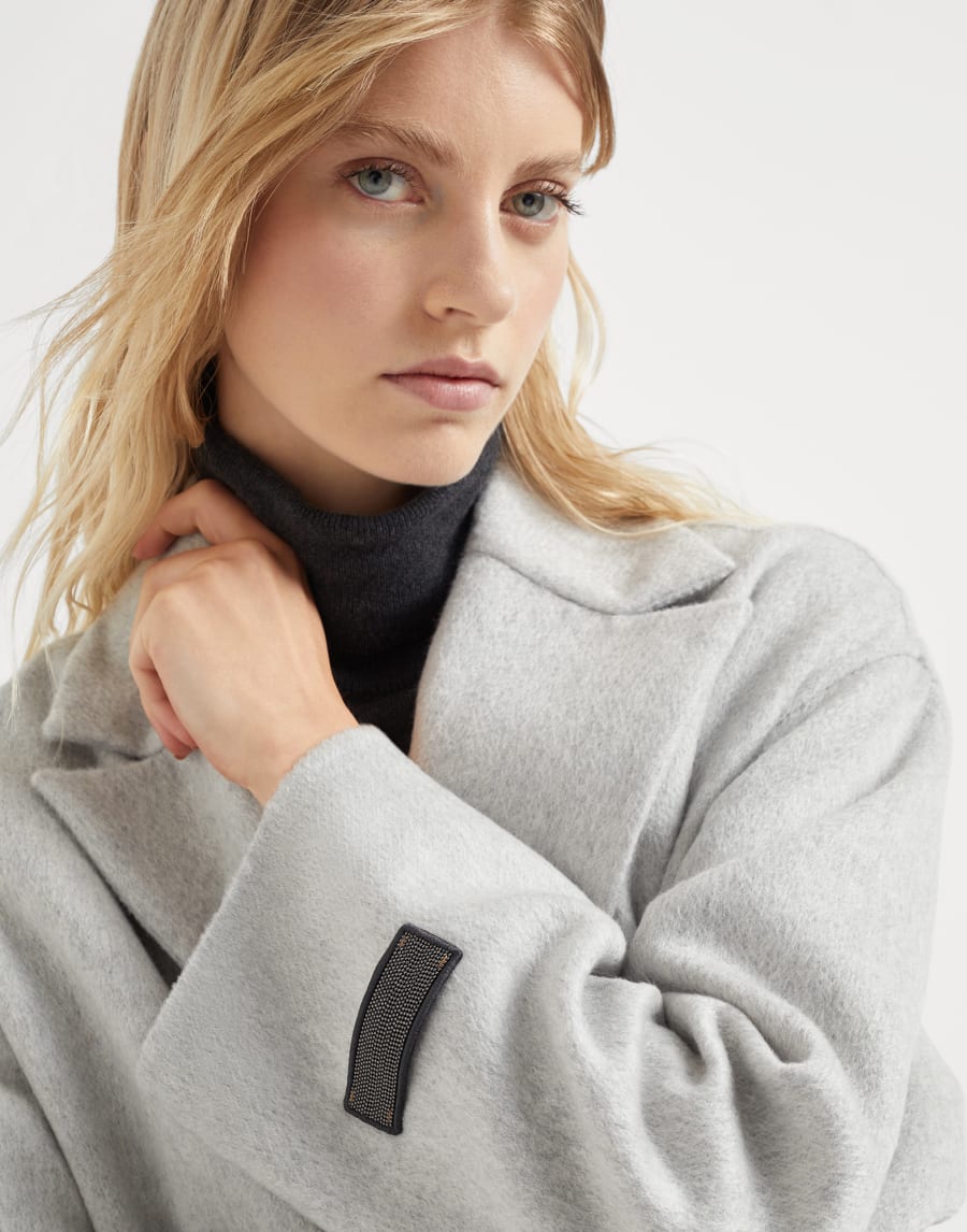 Cashmere double beaver cloth pea coat Light Grey Woman - Brunello Cucinelli