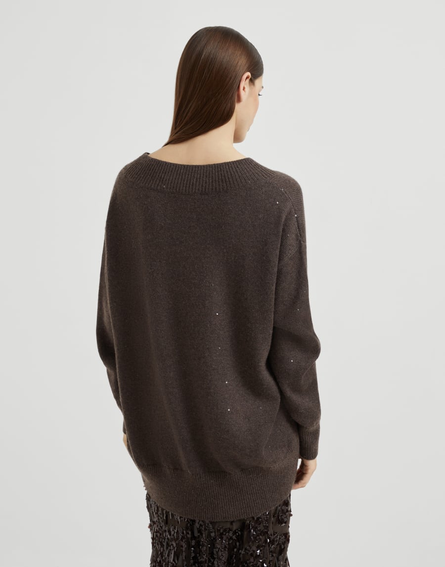 Cashmere and silk diamond yarn sweater Rust Brown Woman - Brunello Cucinelli