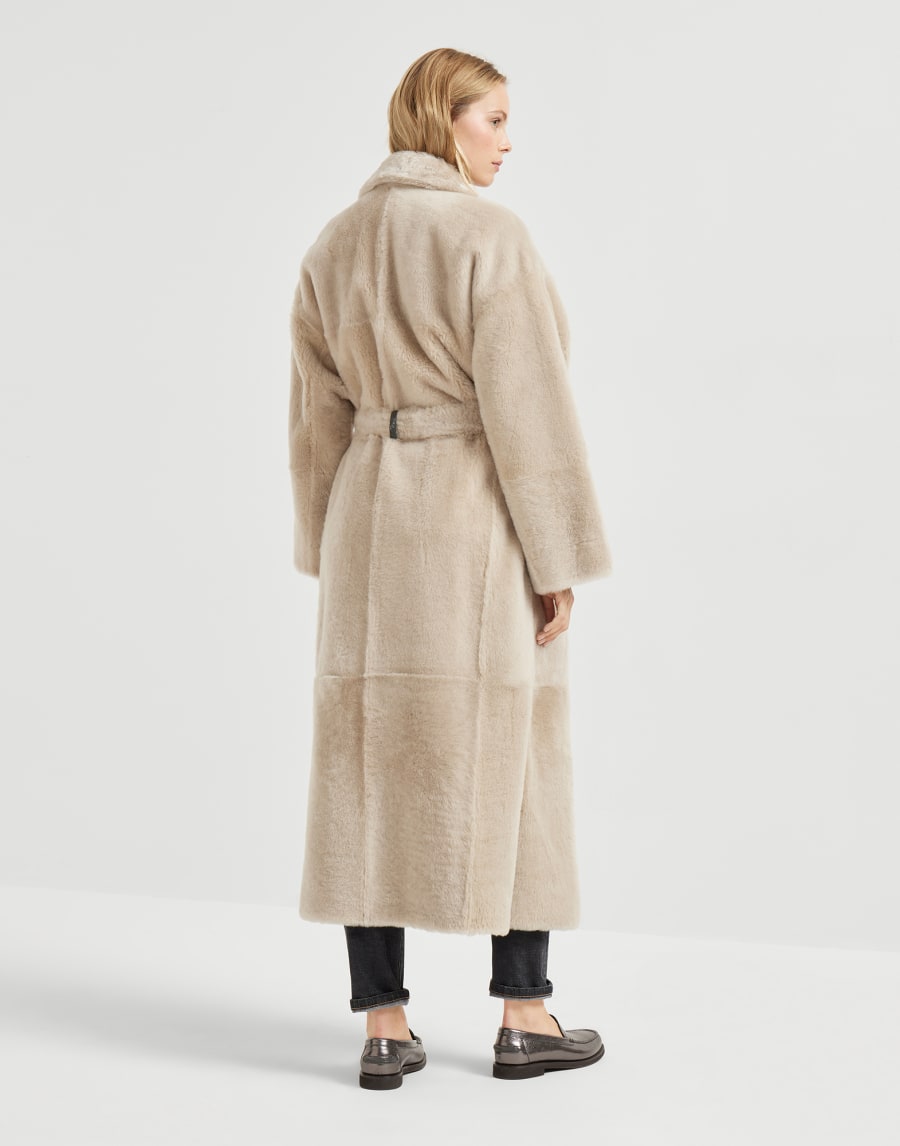 Shearling reversible coat Cool Beige Woman - Brunello Cucinelli