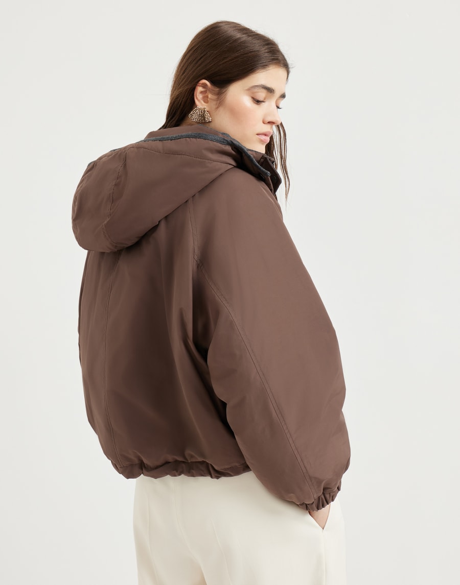 Crop-Daunenjacke mit Monili Dunkelbraun Damen - Brunello Cucinelli