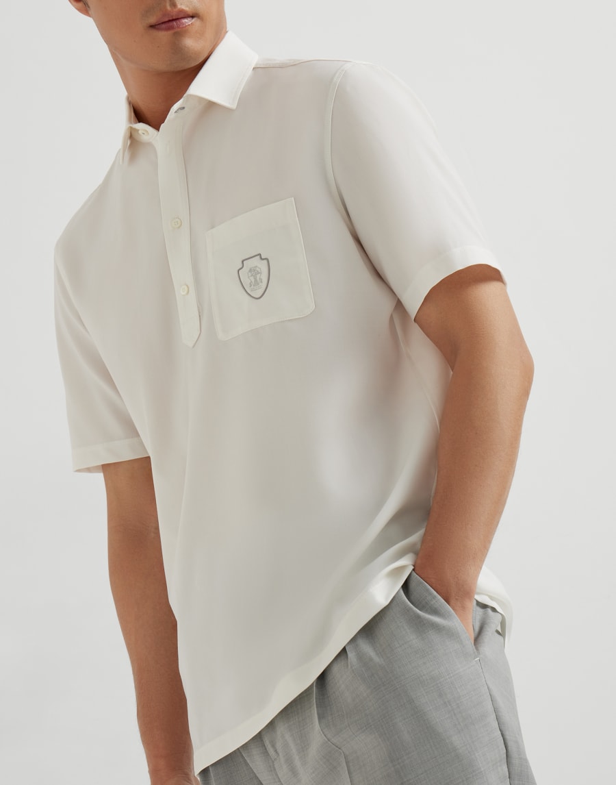 Polo with pocket and logo White Man - Brunello Cucinelli