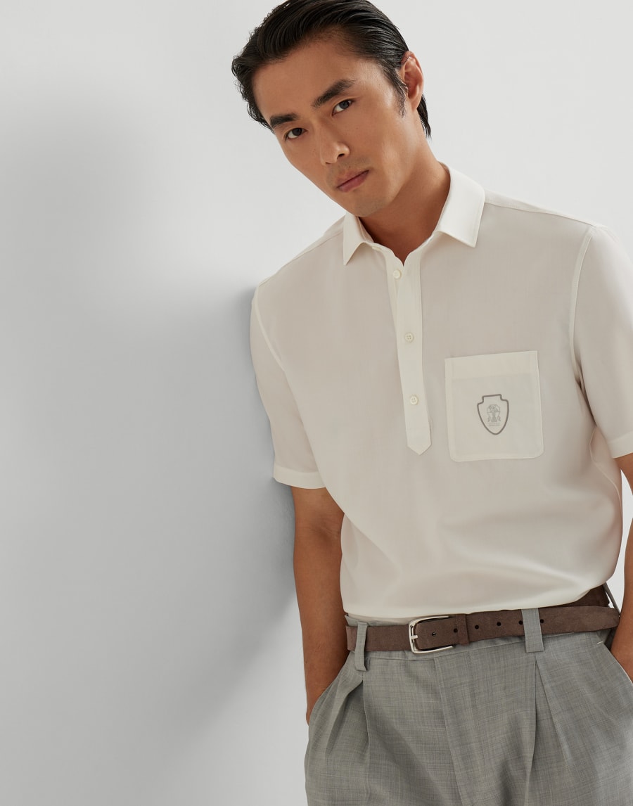 Polo with pocket and logo White Man - Brunello Cucinelli