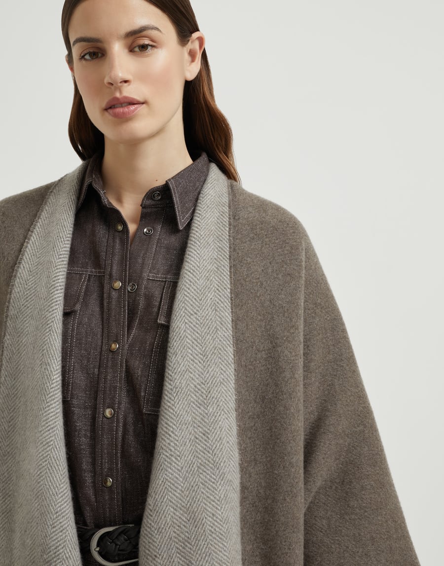 Cashmere flannel poncho Light Brown Woman - Brunello Cucinelli