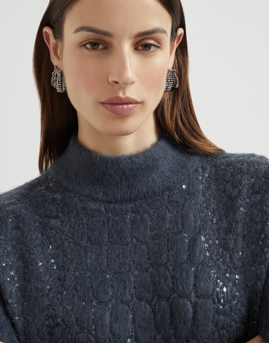 Dress with dazzling croc motif Navy Blue Woman - Brunello Cucinelli